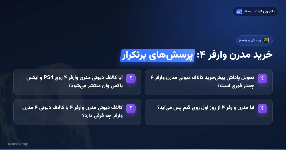 پرسشهای پرتکرار دربارهی خرید کالاف دیوتی مدرن وارفر ۴ و پاداش پیشخرید