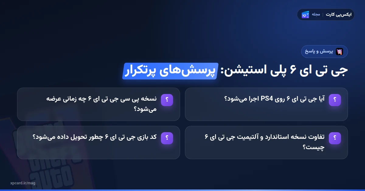 چهار پرسش پرتکرار درباره خرید جی تی ای ۶ پلی استیشن روی کارت‌های پرسش و پاسخ