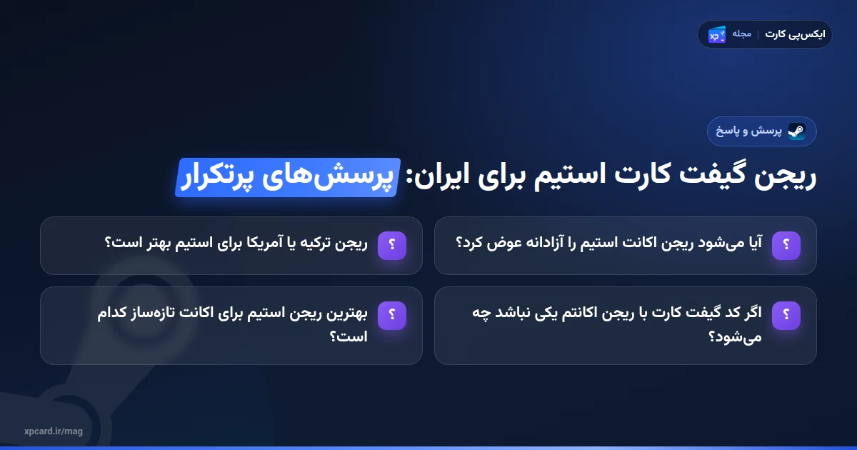 بهترین ریجن گیفت کارت استیم برای ایران — پرسش‌های پرتکرار
