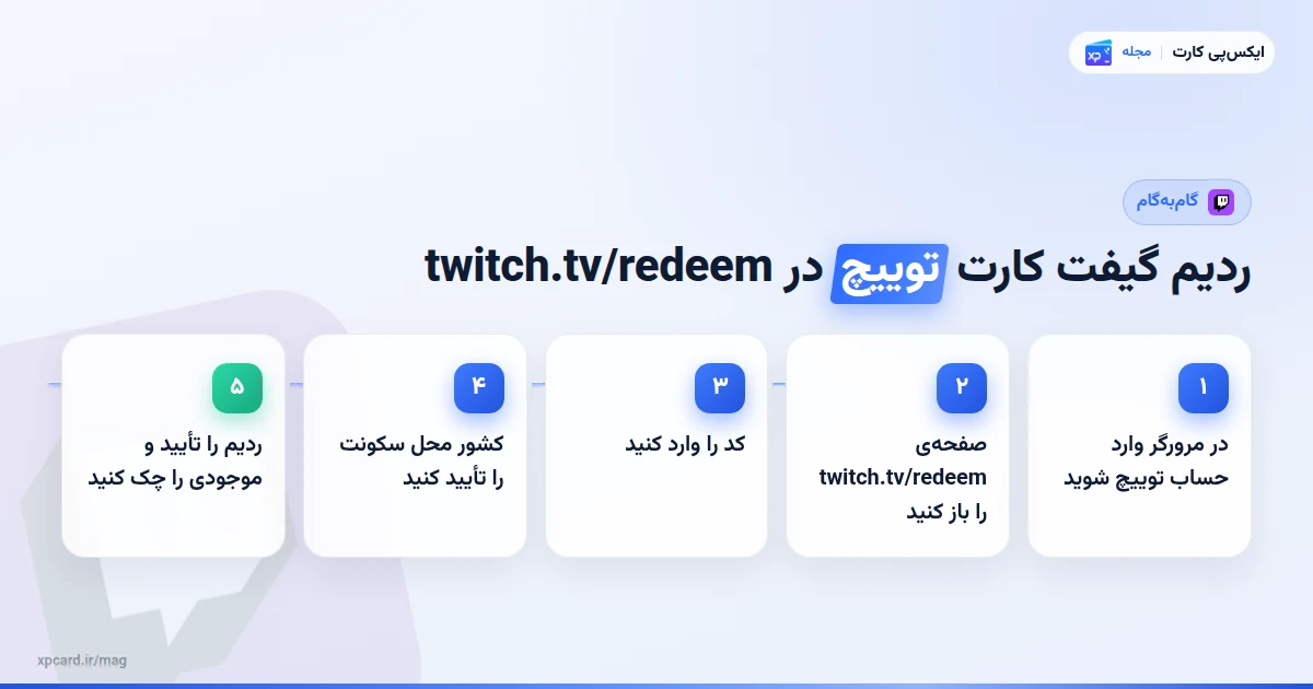 مراحل ردیم گیفت کارت توییچ در twitch.tv/redeem