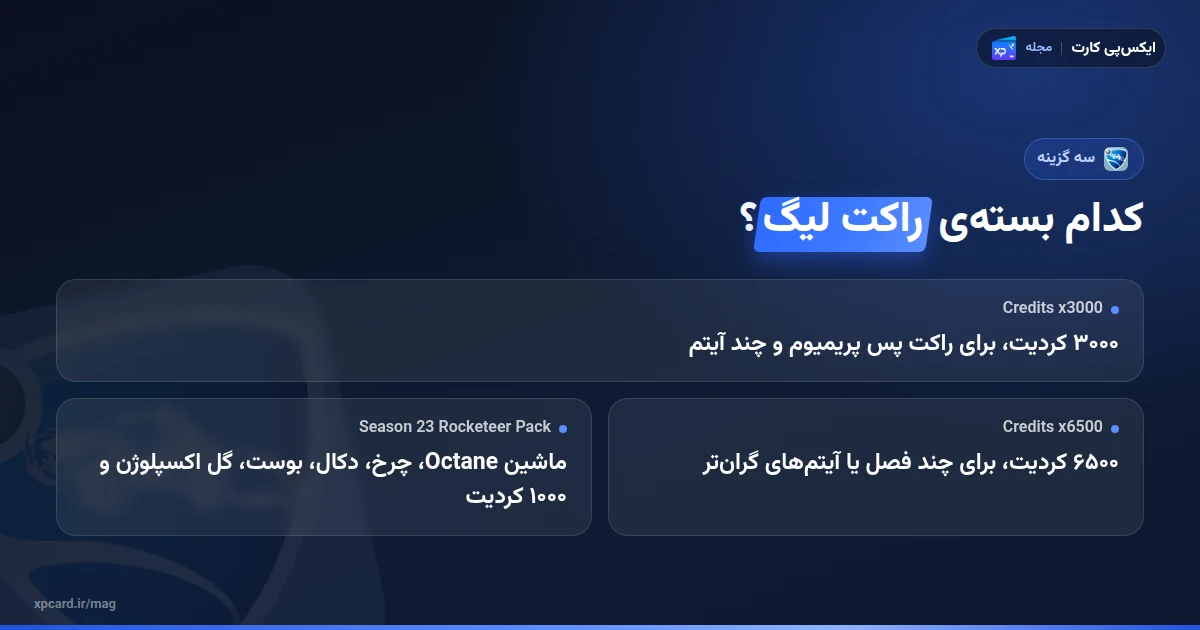 مقایسه‌ی سه گزینه برای خرید کردیت راکت لیگ در ایکس‌پی‌کارت