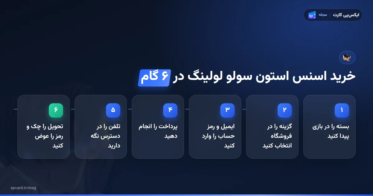 شش مرحله خرید اسنس استون سولو لولینگ در ایکس‌پی کارت با ایمیل و رمز حساب بازی