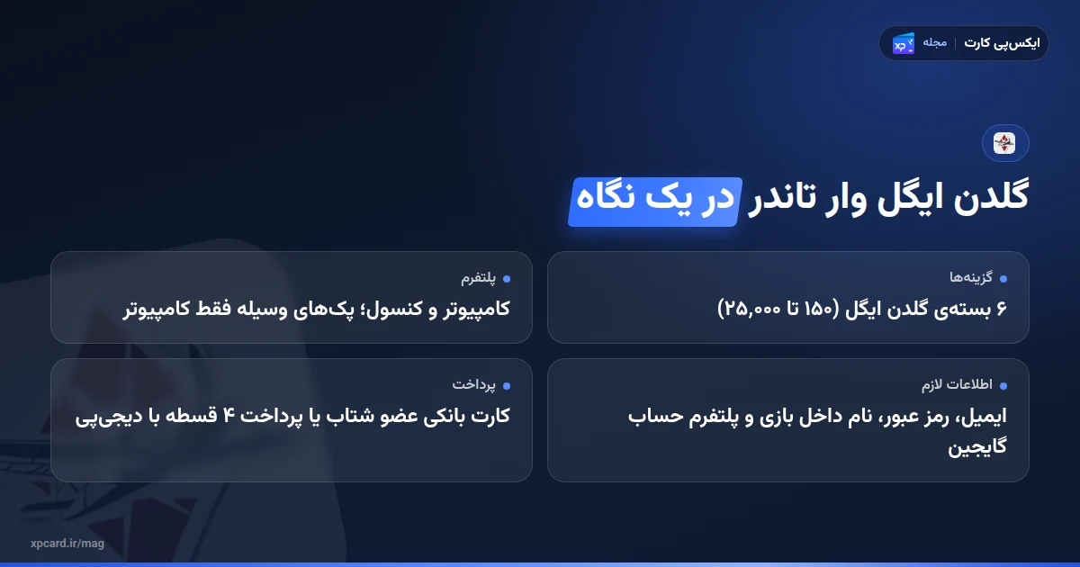 مقایسه‌ی دو محصول برای خرید گلدن ایگل وار تاندر در ایکس‌پی‌کارت